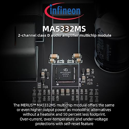 SMSL AL200,Hi-Fi Amplifier,MA5332MS Stereo D-Class Amplifier Chip,165W Output Power,Integrated Ear Amplifier Output,Third-Generation XMOS 16 core XU-316,7 EQ Adjustable,with Remote Control (Black)