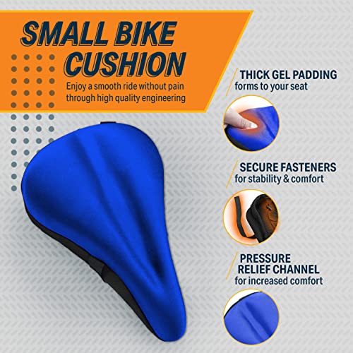 Bikeroo Bike Seat Cushion 11In X 7In Padded Gel Bike Seat Cover, Compatible With Peloton, Adjustable For Men & Womens Comfort On Stationary Exercise And Universal Bicycle Seats (Blue) #TOP1