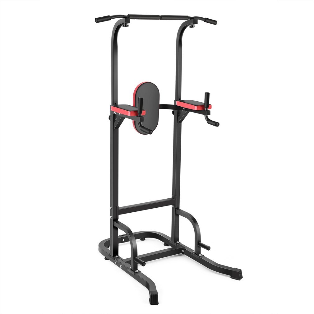 Power Tower Heavy Duty Pull Up Dip Station Fitness Workout Exercise Machine (Black and Red)