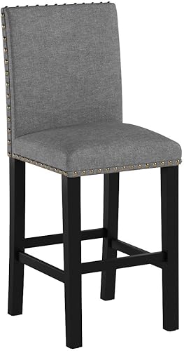 Miniatura 10 de thksbought Juego de 2 taburetes de bar para decoración de cabeza de uñas, taburetes de mostrador de 24 pulgadas, cojines suaves con patas de madera