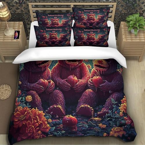 Drap de couette ours mignons 3D literie enfant fermeture éclair cachée - 5