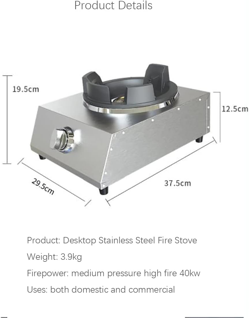 Gas Stoves for Home 40kw Commercial Single Stove Gas Hob with Auto Ignition Stainless Steel Tabletop liquefied Gas for RVs Apartments Outdoor Gas Cooktop(Color: Silver)