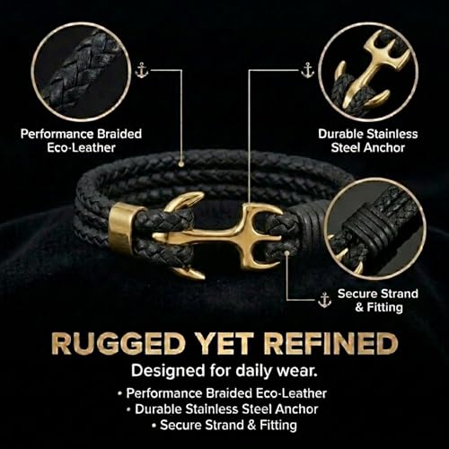 Pulsera para hombre con ancla y caja de regalo miniatura 3