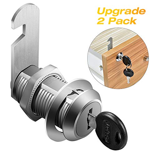 Cabinet Locks, 2 Pack File Cabinet Locks, Keyed Different 1-1/8 Inch Cam Lock