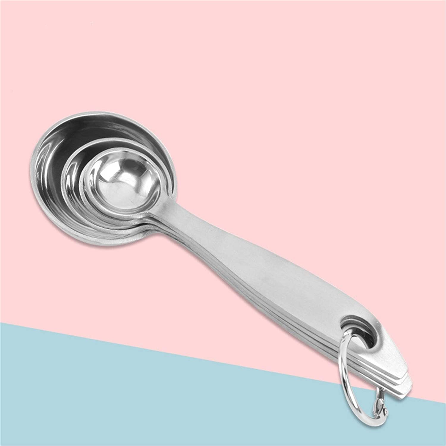 Messlöffel-Set aus Edelstahl, Messlöffel mit Skala, Backutensilien, Backmesslöffel, 4-teiliges Set (Silber, 4 Stück) (Silber, 4 Stück)