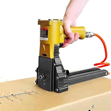 Manual Pneumatic Carton Stapler - Adjustable 34.7mm Staples for Corrugated Boxes, Ideal for Closing and Sealing Cartons and Folding Boxes