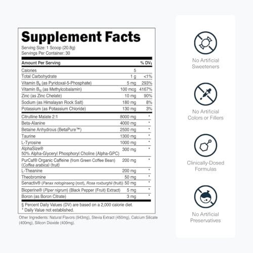 Image of Transparent Labs Bulk Pre Workout Powder - Naturally Sweetened Advanced Pre-Workout Formula for Muscle Building and Strength - 30 Servings, Blue Raspberry