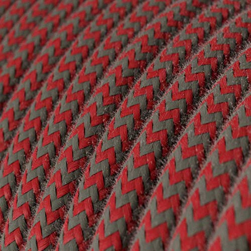 Creative Cables Anschlussleitung Für Stehleuchten – 3 M, Zick-Zack-Kabel In Weiß/Rot Mit Seideneffekt | Inkl. Schalter & Stecker In Weiß