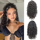 Ponytail Extension,Curly Drawstring Ponytail Extension for Black Women Natural Black Curly Clip in Hair Extensions 14 Inch Synthetic Hairpiece for Daily Party