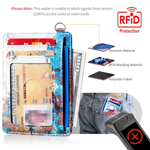 Image of Mayski Slim Wallet, Credit Card Holder for Women, Minimalist Front Pocket RFID Blocking Card Cases, Small Wallet Women Men(Whale)