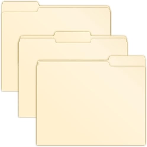RAYSON Carpetas de archivo Manila tamaño carta: pestaña de corte de 1/3, pestañas de corte 1/3 surtidos en posiciones izquierda, derecha, central,