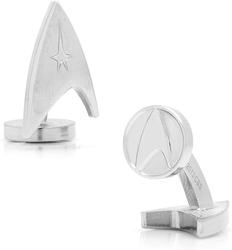 Gemelos Star Trek Silver Delta Shield, con licencia oficial, plateado