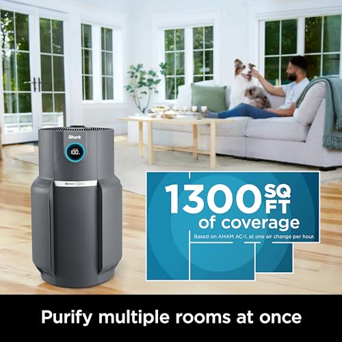 Shark Air Purifier for Home with NeverChange HEPA Air Filter, 1300 sq. ft. for Powerful Multi-Room Purification, 5-Year Filter, Filters Smoke, Captures 99.98% of Particles & Dust, HP301 - Thumbnail 2