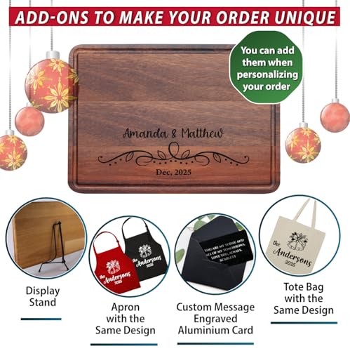Tabla de cortar personalizada para parejas, regalo 2026, tabla de madera grabada a medida para inauguración de hogar, aniversario, nueva casa, boda, compromiso o cumpleaños — ideal para parejas, padres y mujeres miniatura 6
