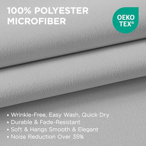 Image of Joydeco Blackout Curtains for Bedroom 42 x 63 Inch, Eyelet Thermal Insulated Energy-saving Drapes for Room Darkening Light Filtering, Short Window Treatments 63 Inch Drop, 2 Panels - Greyish White