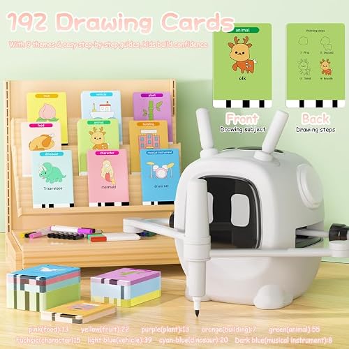 Drawing Robot for Kids with 192 Cards, Smart Robot Drawing Machine Toys for 3+ Year Old Boys and Girls, Interactive Painting Learning and Educational Toy Perfect for Birthday Chirstmas Party, White — view 2