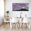 LoveHouse Purple Tree Wall Art Painting Blossom Cherry Flower with Mt Fuji Japan Landscape Picture Art Prints for Bedroom Living Room Office Room Decor Stretched Framed Ready to Hang 24x48 inches
