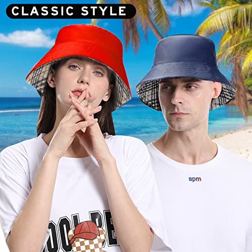Pliopyik Unisex Reversible Cotton Bucket Hat For Women Men Summer Travel Beach Sun Hat (Red) #TOP1