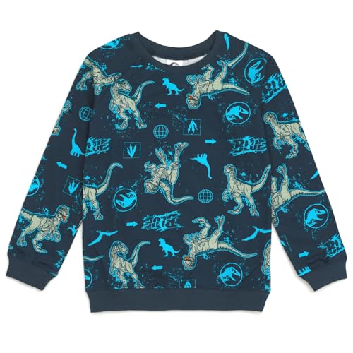 Image of Jurassic World Jurassic Park Blue French Terry Sweatshirt and Bike Shorts Little Kid to Big Kid
