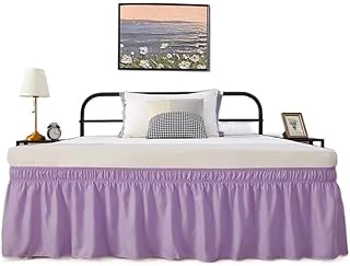 Genérico Funda de Cama Faldas Gruesas con Volantes y Cinturones elásticos Fuertes – Resistente a la decoloración y Las Arrugas, Falda de Cama de 15"de Alto (Color: Lila, Tamaño: 160x200 x38cm)