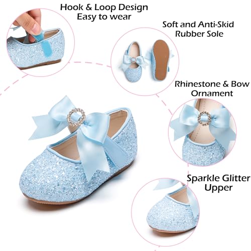 Image of PHIRAMIN Toddler Flower Girl Dress Shoes - Little Girl Mary Janes Flats Wedding