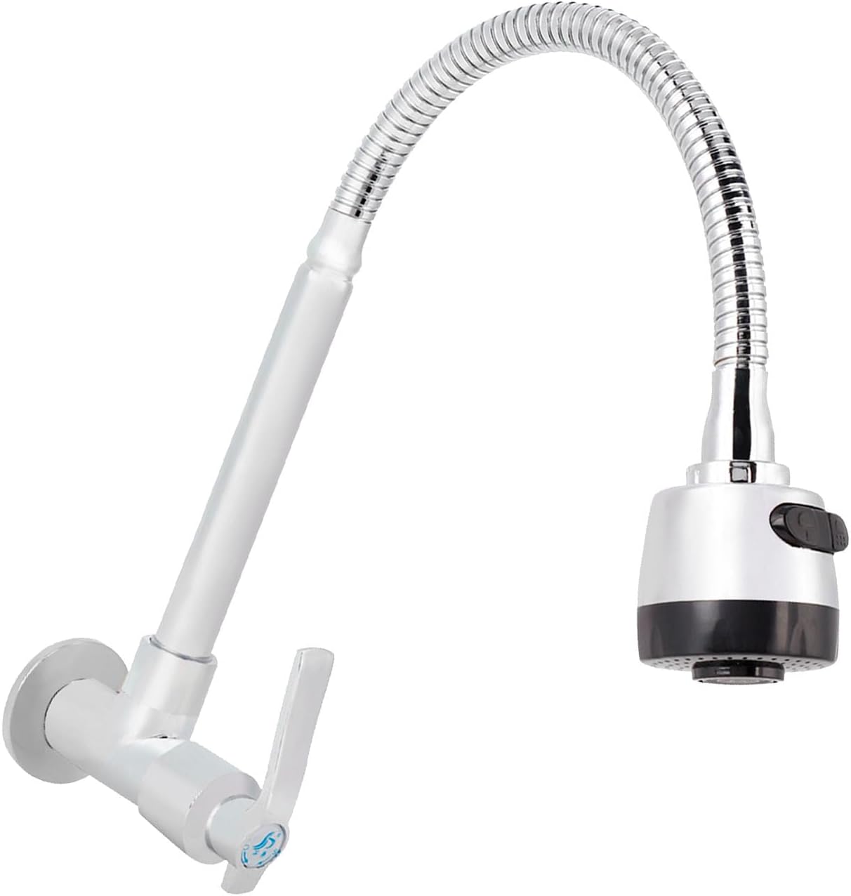 G1/2 inch Kitchen Faucet, Single Cold Water Tap with 360 Degree Rotation, Wall Mount Faucet for Sink Bathroom Vanity, Made of Copper and Stainless Steel