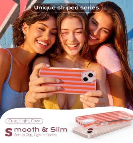 Coque iPhone 15 antichoc à rayures esthétiques et mignonnes - 5