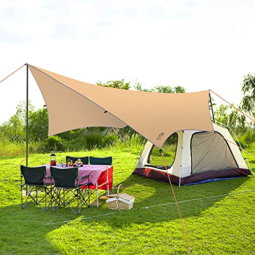 防水タープ キャンプ タープ テント 4.2x5.4m 高さ2M付属ポ
