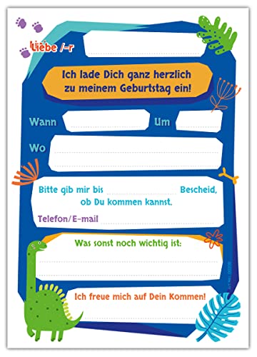 Junapack Lot de 12 cartes d'invitation pour 5ème anniversaire d'enfant - Motif dinosaure avec licorne - 12 enveloppes… - Image 5