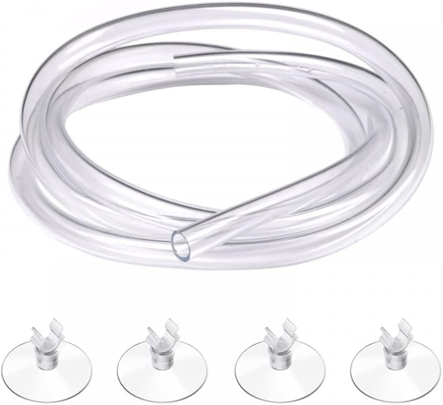 DONGKER Aquarium CO2 Proof Tubing, 5M/16Ft Aquarium Air Line Tubing with 4 Suction Cup for Fish Tank Aquarium