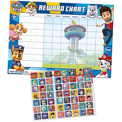 Paper Projects 01.70.30.024 Paw Patrol Everyday Reward Chart and 56 Sparkly Stickers, 29.7cm x 42cm Cover