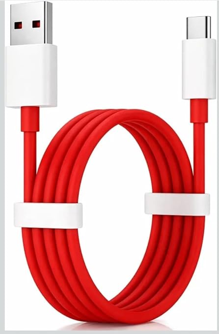 Type C Cable Fast Charging - 80W | Warp/Dash Charge Compatible with OnePlus, Oppo, Realme & USB Type C Devices | USB A to Type C Cable | 1M Fast Data Sync & Smart Protection Chip - Red