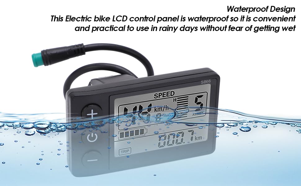 Acouto Compteurs de Vitesse, Vélo électrique S866 Affichage LCD Compteur 24V 36V 48V Panneau de Commande avec Prise étanche