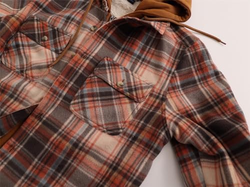 Image of Gary Com Heavy Thick Flannel Plaid Jacket Sherpa Fleece Lined Hoodies for Men Zip Up Winter Warm Coat Zipper Sweatshirt