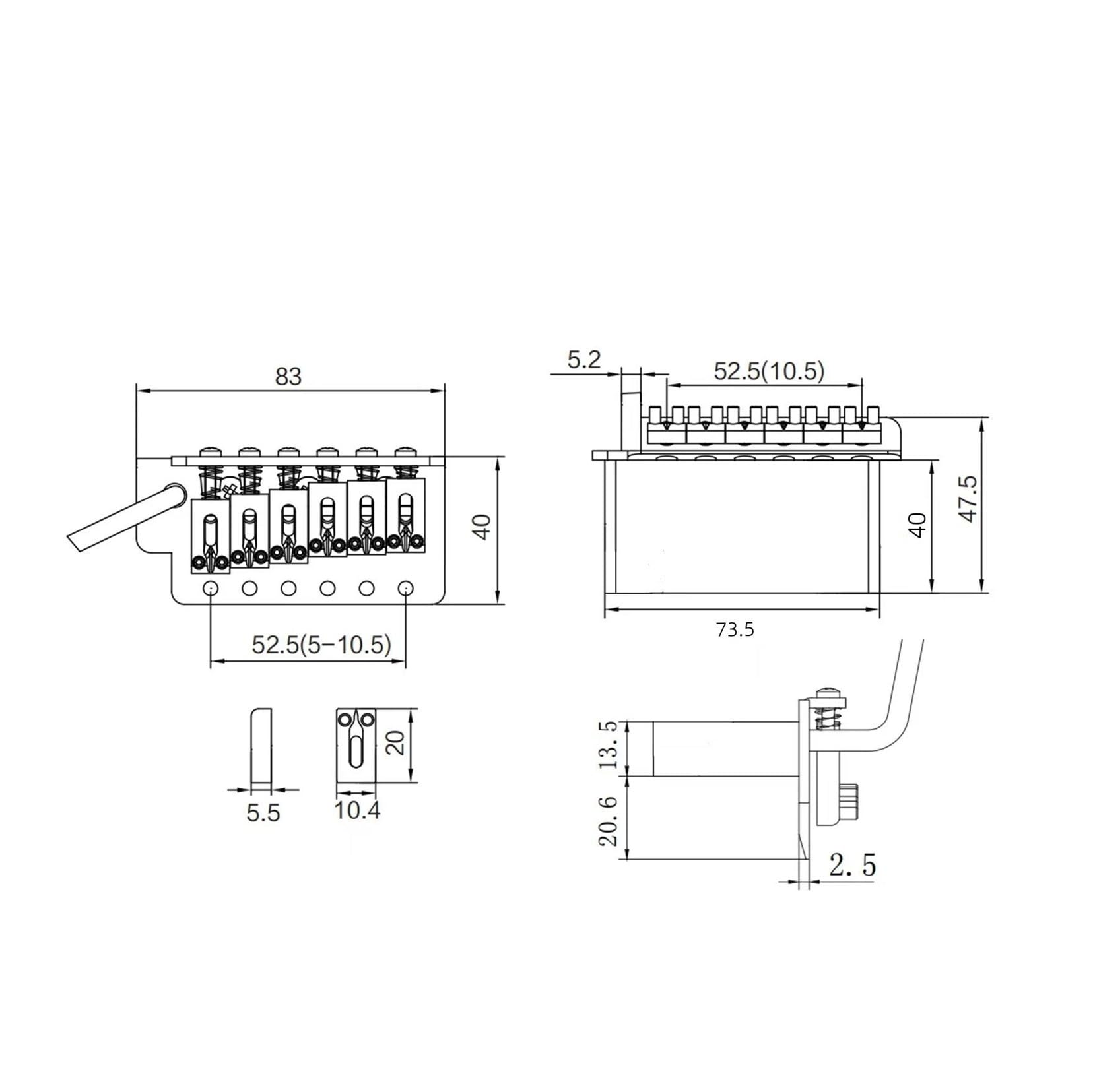 Accesorio Profesional De Puente Trémolo Plateado Cromado Para Guitarras Eléctricas Espaciado Entre Cuerdas De 10.5 Mm Puente De Guitarra Profesional
