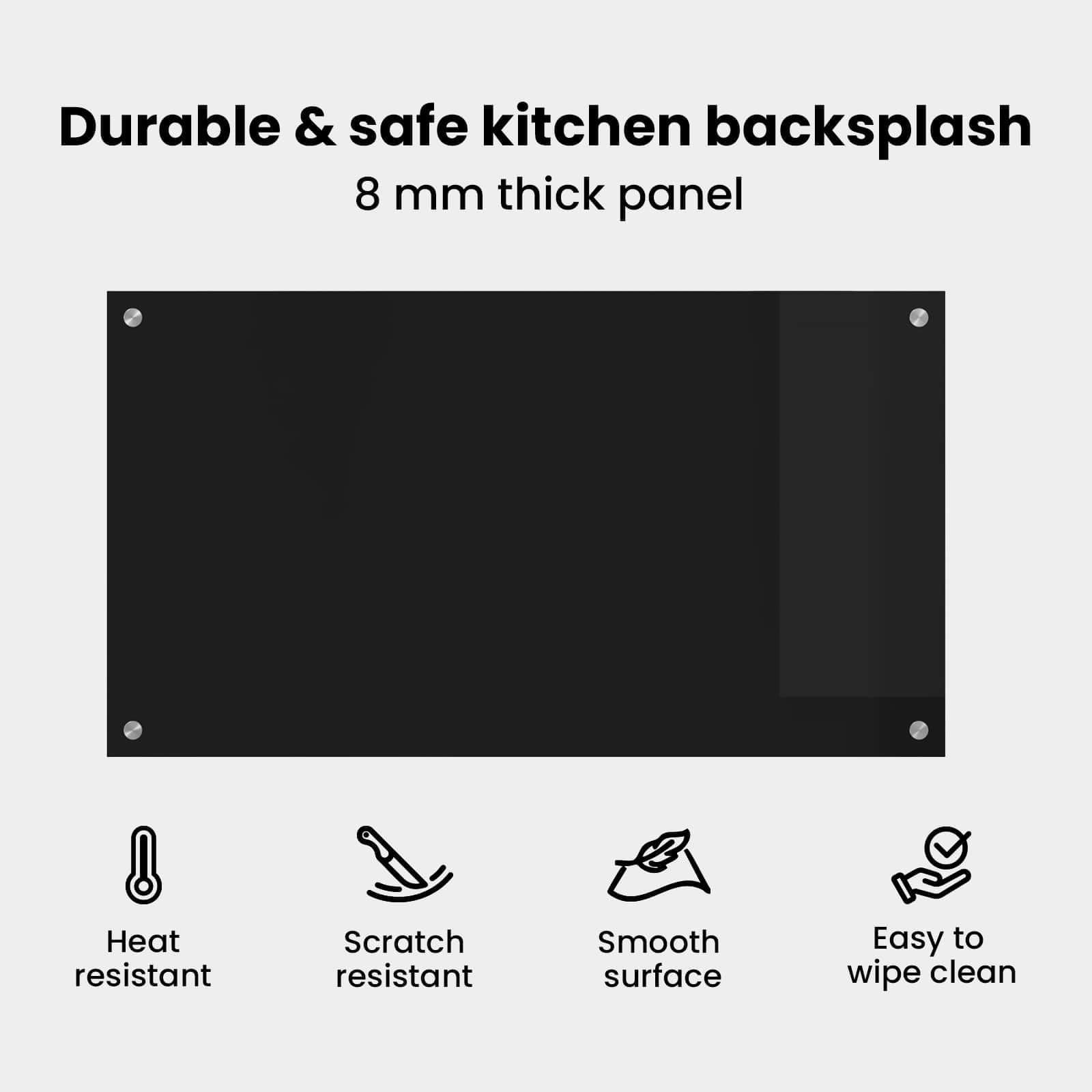 vidaXL Schienale da Cucina Nero 90 x 50 cm Vetro temperato, Design da Cucina alla Moda: Schienale in Vetro, Parete Resistente al Calore, estetica Moderna per la ristrutturazione