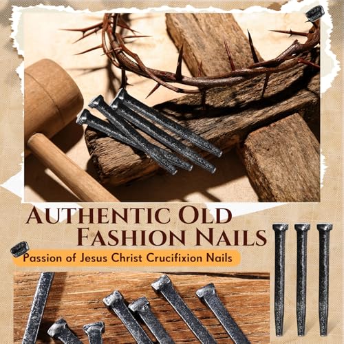 Image of Yaocom 25 Pcs Horseshoe Nails 2.5 inch Wrought Head Nail Decorative Antique Rose Crucifixion Iron Nail Picture Hanging Decorative Nails for Hanging