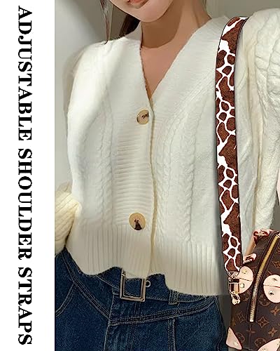 Image of Purse Straps Rose Gold Buckles Wide Shoulder Strap,Fashion Adjustable Replacement Belt for Crossbody Canvas Bag Handbag(Giraffe Spots)