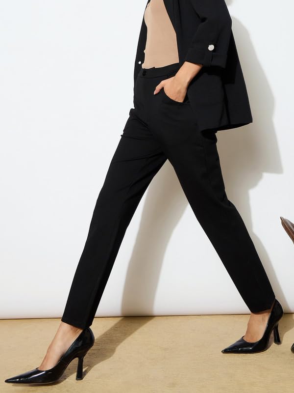 Image of Black 4-Way Stretch Tapered Pants
