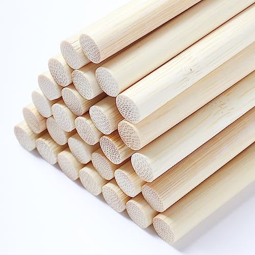 Dowel Rods, 30PCS Bamboo Sticks, Wooden Dowel Rods - Wolwefa 1/3...