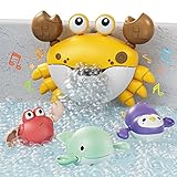 TUMAMA Baby Bath Toy,Bath Bubble Maker Machine with Music,3 Wind-Up Bathtub Toys,Crab Shower Water Toy for Toddlers Kids Boys Grils,4 Pieces