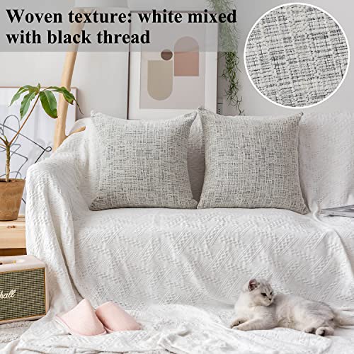 Home Brilliant Decorative Accent Pillow Covers Chenille Throw Pillows For Couch Bedroom Plush Cushion Cover For Sofa, 2 Pack, 18X18 Inch (45Cm), Cream Mixed Black #TOP2