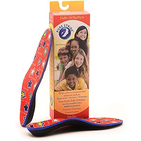 Pure Stride Kids Orthotics - Shoe Insole & Support for Metatarsals, High Arch, Flat Feet - Pain Relief for Plantar Fasciitis, Arch, Heel - 1 Pair, Youth 2-2.5, F06 Cover