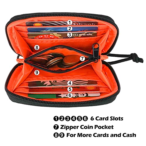 Rough Enough Mens Credit Card Holder Wallet with Detachable Lanyard, Black Camo Cordura Zip Around Card Case with Zipper Coin Pocket, Holds 20 Cards (5x3.5 Inch)3