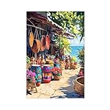 Haitianisches Souvenir Y Stahltrommel-Kunstdruck, Kunsthandwerksladen, Leinwandposter, Wandkunst, Dekordruck, Bild Gemälde für Wohnzimmer, Schlafzimmer, Dekoration, 30 x 45 cm