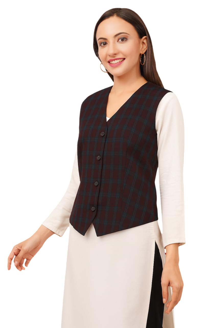 Women's Tailored Waistcoat | Sleeveless Formal Fully Lined Blazer | Premium Suiting Fabric | Stylish Fashion-Forward | V neck | Stylish 'Desk-to-Dinner' Office/Casual Wear