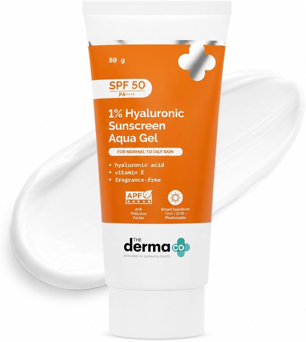 1% Hyaluronic Sunscreen Aqua Gel SPF 50 PA++++ Hydrating, Lightweight & Non-Greasy No White Cast Broad Spectrum & Blue Light Protection Clinically Tested - (In-Vivo) 80 g
