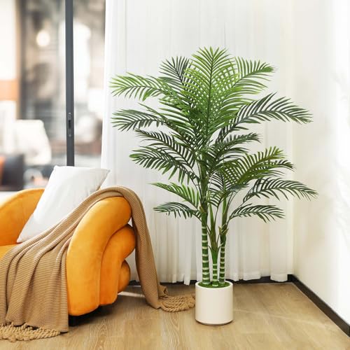 Fopamtri Artificial Areca Palm Tree 150 cm Fake Plants, Large Fake Tropical Palm Plants with White Planter, Indoor for Home, Bedroom, Office, Balcony, Garden Decorations - Cosy Home Interiors Fopamtri Artificial Areca Palm Tree 150 cm Fake Plants, Large Fake Tropical Palm Plants with White Planter, Indoor for Home, Bedroom, Office, Balcony, Garden Decorations - Image 2