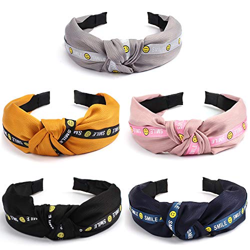 Jaciya 5 Pieces Knotted Headbands for Women Turban Headbands for Women Wide Headbands for Women Boho Headbands for Women Diademas Para Mujer Womens Headbands Women Hair Top Knot Headband for Women