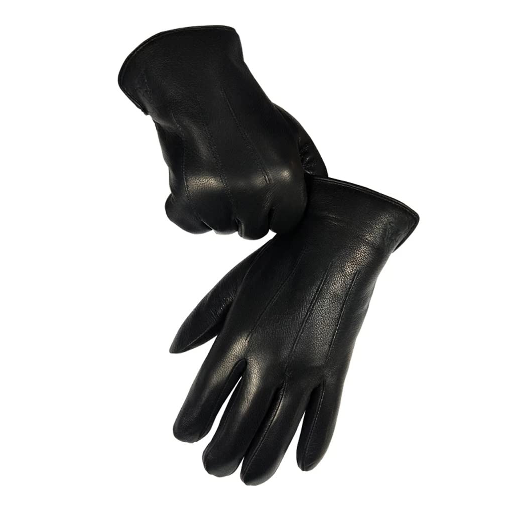Guantes de Invierno de Cuero con Rayas Decorativas y cordón súper cálidos para